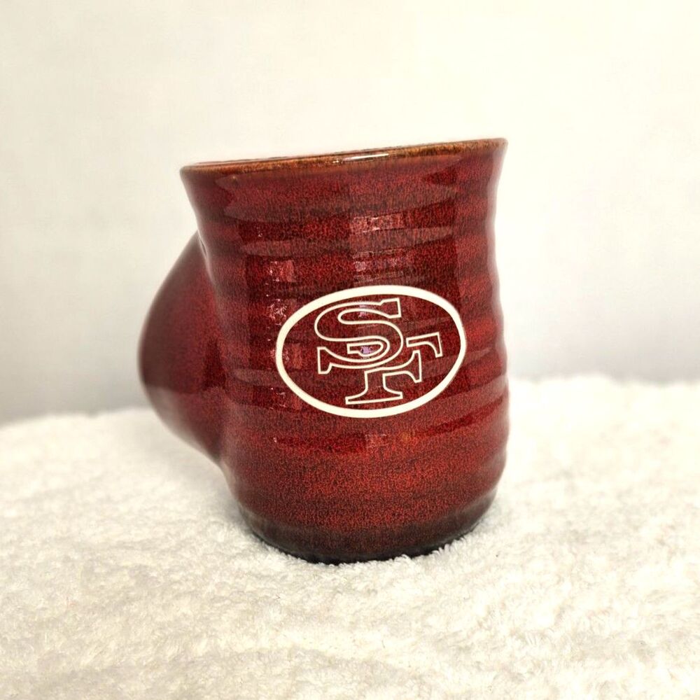 NWT San Francisco 49ers Hand Warmer Ceramic Mug Red Clay Stoneware NFL
